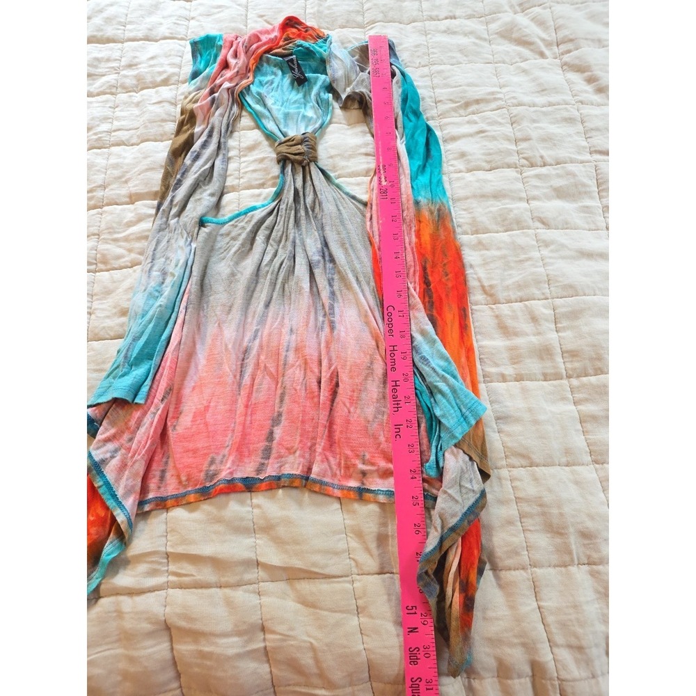 Vtg Y2k Yahada Tie Die Boho Hippie Festival Shawl Vest Medium